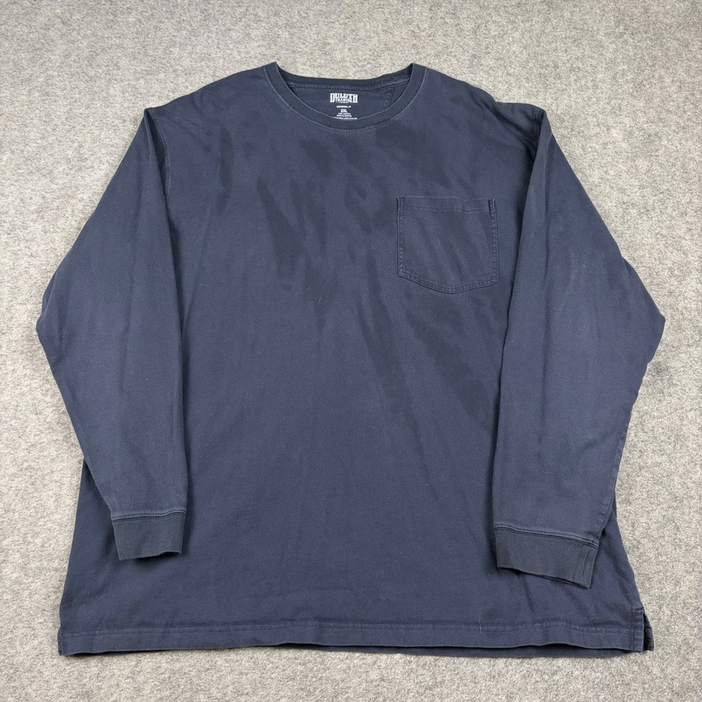 Duluth Trading Longtail T Mens‎ 2XL Navy Blue Long Sleeve Pocket Outdoor Utility